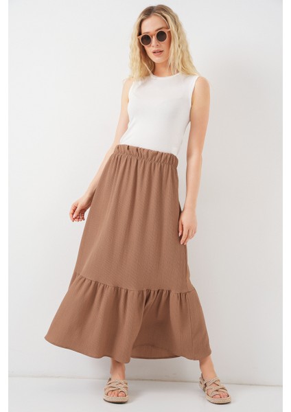 1886 Uzun Örme Etek - Camel