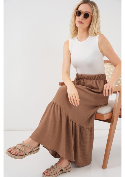 1886 Uzun Örme Etek - Camel modelleri