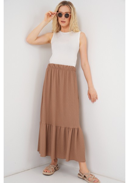1886 Uzun Örme Etek - Camel indirimleri