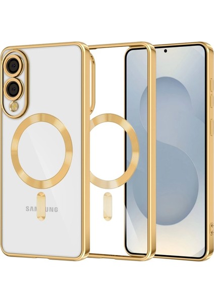 Samsung Galaxy S25 Edge Için Magsafe ile Uyumlu Kılıf Kamera Lensli Korumalı Şeffaf Silikon Kapak