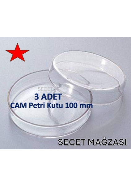 Cam Petri Kabı 100 x 20 Mm, Cam Petri Kabı 100MM ( 3 Adet/pk )
