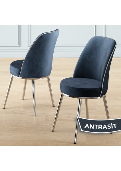 Lai Serisi 90X168 Lak Panel Sonata Masa ve 4 Antrasit Sandalye Krom Kaplama Ayak modelleri