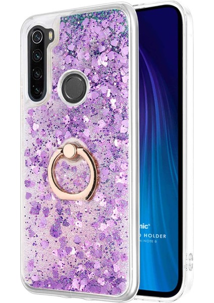 Xiaomi Redmi Note 8 Için Kılıf Glitter Liquid Holder Mor [redmi Note 8 ile Uyumlu Kılıf - Mor]