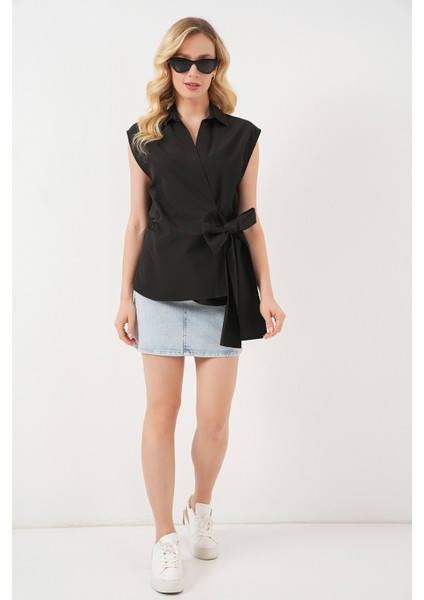 Kadın Sıfır Kol Anvelop Gömlek 20343 - Siyah fiyatları