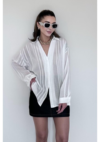 Lola Oversize Transparan Gömlek