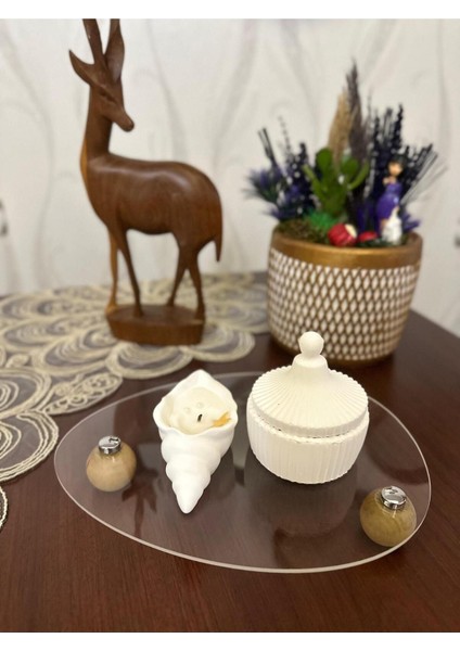 Şeffaf Takı ve Aromaterapi Düzenleyici, Beyaz, Lüks ve Şık Tasarım