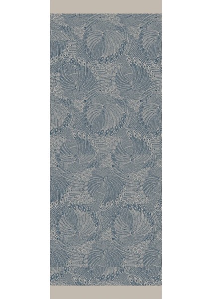 Mayra Desen Çift Taraflı Şal Petrol Mavisi-Bej