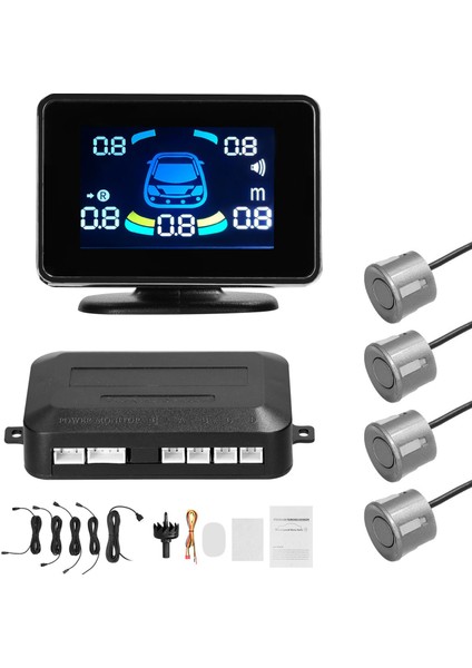 Araba Park Sensörü Geri Vites Radarları Sistemi Ön ve Arka Destek Sesli Uyarı / Buzzer / Sessiz 4 Park Sensörü ile Mesafe Algılama LCD Mesafe Göstergesi Ses Seviyesi Ayarlanabilir (Yurt Dışından)