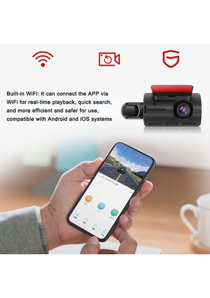 1080P Dvr Dash Kamera Ön ve Iç Çift Kamera Araba Dashcam 3.5 Inç IPS Ekran Sürüş Kaydedici Gece Görüşlü 170° Geniş Açı Dahili Wifi G-Sensing Park Monitörü Döngü Kaydı (Yurt Dışından)