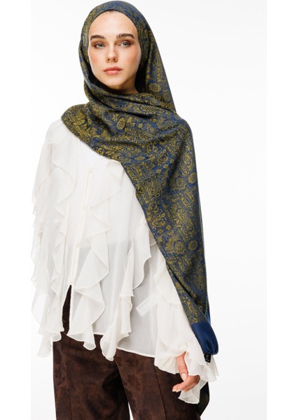 Henna Desen Çift Taraflı Şal Lacivert-Yağ Yeşili fiyatları