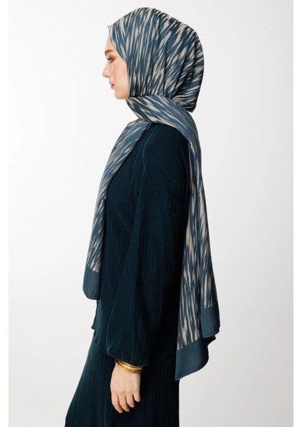 Selis Desen Çift Taraflı Şal Petrol Mavisi-Bej modelleri