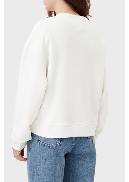 % 100 Pamuk Boxy Fit Bisiklet Yaka Sweat Bayan Sweat DW0DW19408 Ybl modelleri