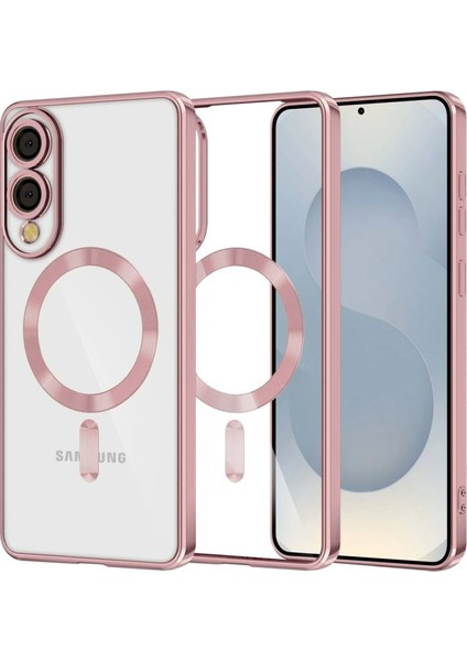 Samsung Galaxy S25 Edge Için Magsafe ile Uyumlu Kılıf Kamera Lensli Korumalı Şeffaf Silikon Kapak