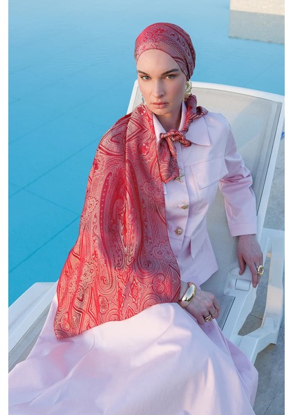 Liva Desen Shine Line Şal Bordo-Mint Yeşili