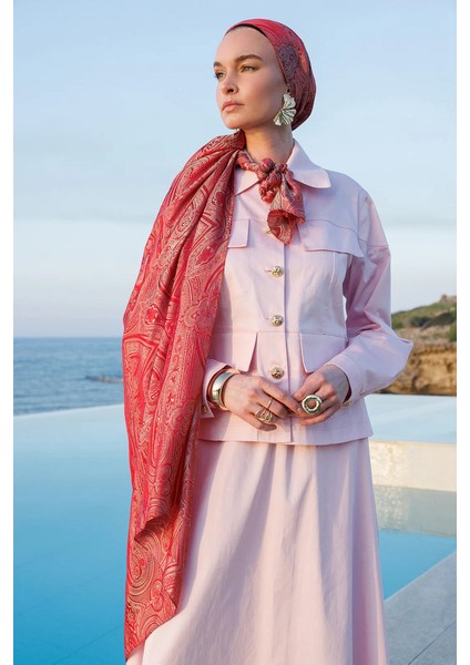 Liva Desen Shine Line Şal Bordo-Mint Yeşili modelleri