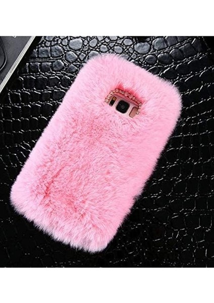 Galaxy Note 8 Uyumlu Tüylü Yumuşak Peluş Kılıf (Pembe Altın)