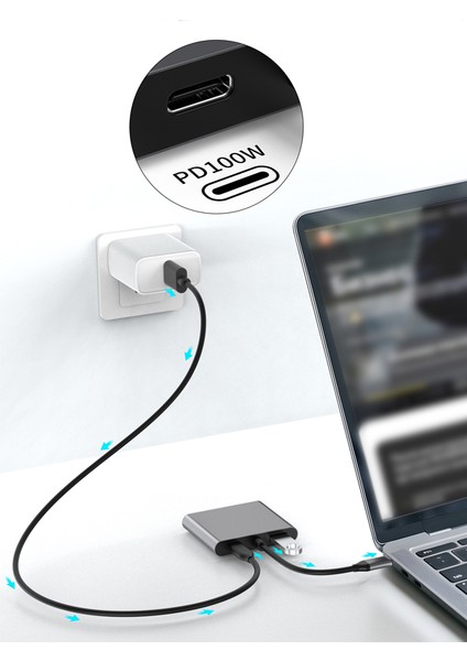4K Iki HDMI Dönüştürücü Type-C Girişli USB Pd Çoklu Çevirici Şarj Imkanı Çoklu Dönüştürücü fırsatları