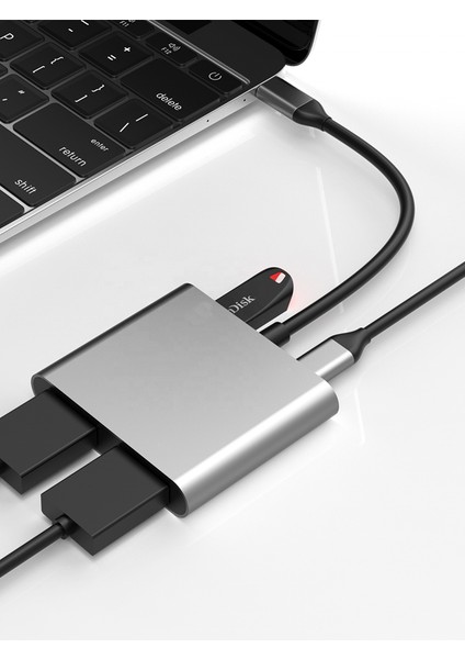 4K Iki HDMI Dönüştürücü Type-C Girişli USB Pd Çoklu Çevirici Şarj Imkanı Çoklu Dönüştürücü indirimleri