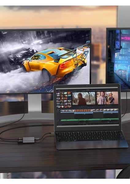 4K Iki HDMI Dönüştürücü Type-C Girişli USB Pd Çoklu Çevirici Şarj Imkanı Çoklu Dönüştürücü