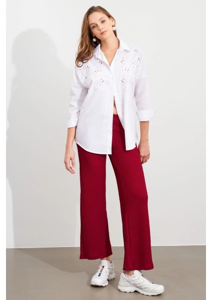 Kadın Bordo Gofre Pantolon ZH326 fiyatları