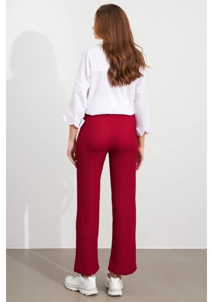 Kadın Bordo Gofre Pantolon ZH326 modelleri