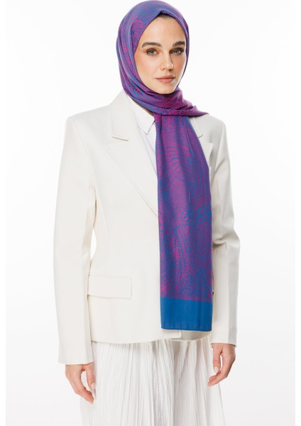 Mayra Desen Çift Taraflı Şal Petrol Mavisi-Fuşya fırsatları