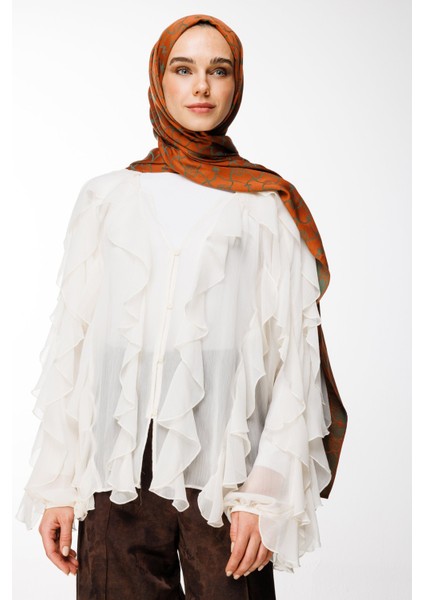 Marrakech Desen Çift Taraflı Şal Tarçın-Zümrüt fiyatları