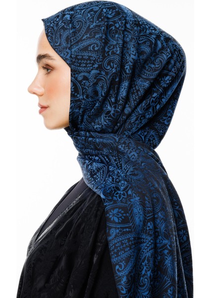 Velora Desen Çift Taraflı Şal Siyah-Indigo modelleri