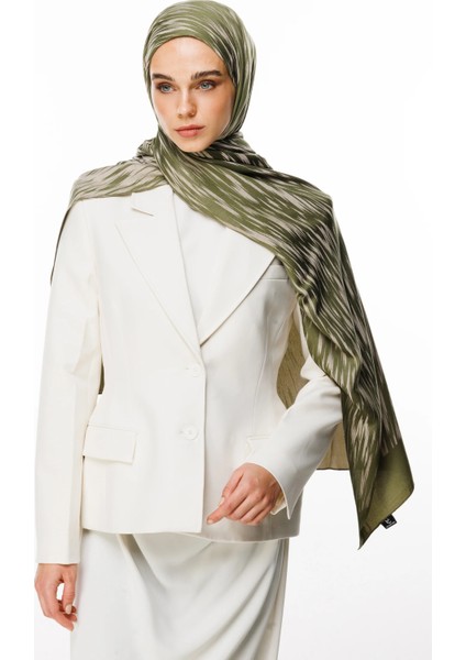 Selis Desen Çift Taraflı Şal Haki-Somon