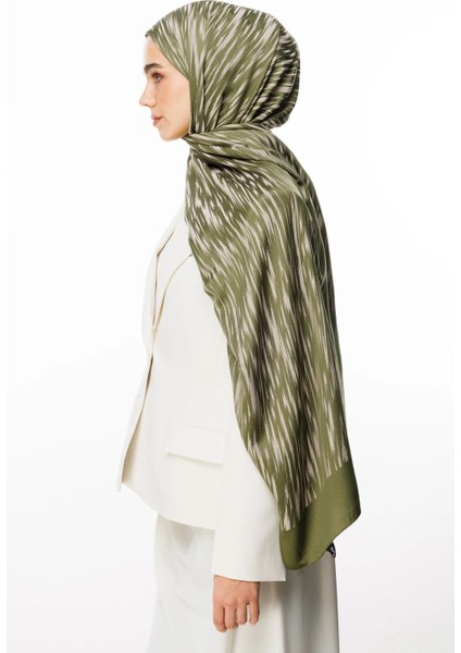 Selis Desen Çift Taraflı Şal Haki-Somon fiyatları