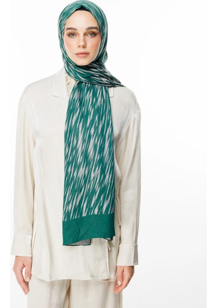 Selis Desen Çift Taraflı Şal Zümrüt-Pembe