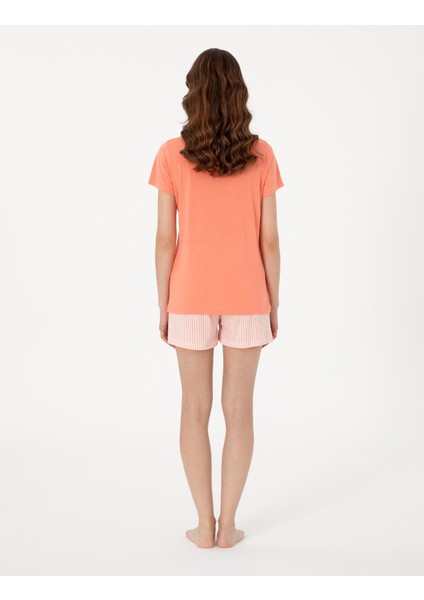 Kadın Somon Kısakollu Şort Pijama Takımı 50319060-VR204 indirimleri