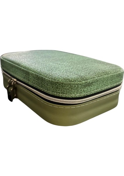 Yeşil Suni Deri Fermuarlı Takı ve Mücevher Saklama Kutusu fiyatları