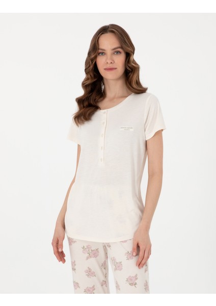 Kadın Krem Kısakollu Lohusa Pijama Takımı 50319052-VR071 modelleri