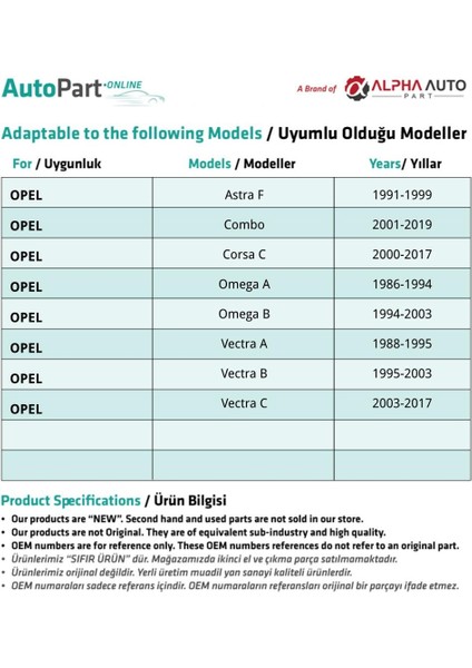 Opel için Döşeme Klips fiyatları