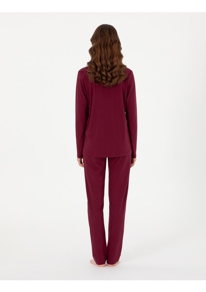 Kadın Bordo Gömlek Pijama Takımı 50319062-VR014 indirimleri