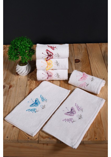 30X50 cm Güpür Kelebek Işlemeli 6lı Mutfak Havlusu | El Havlusu | Yüz Havlusu Seti fırsatları