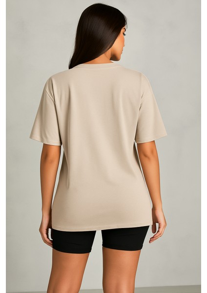 Kadın Beyaz Oversize Tişört – I Love Beach Baskılı Yazlık Pamuklu Kısa Kollu T-Shirt modelleri