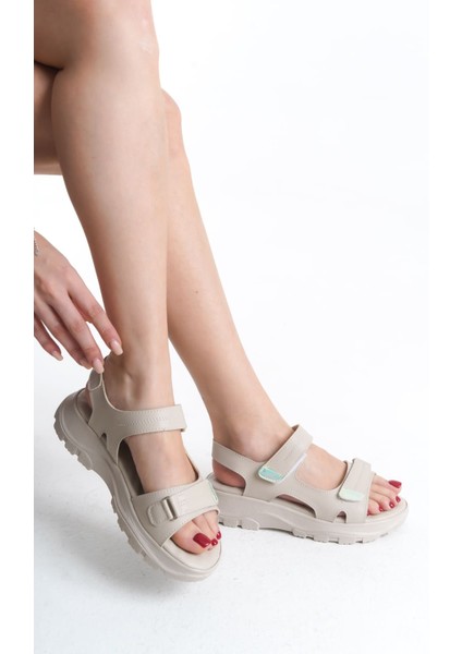 Lamıa Cırt Cırtlı Ortopedik Taban Kadın Sandalet Ckt - Krem fiyatları