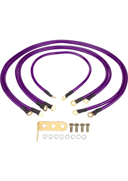 5 Adet Araba Topraklama Kablosu Kiti Geliştirmek Başlangıç Performansı Dc 0 Ila 48V Bakır Kaplı Alüminyum Pvc Araba Tekne Kamyon Suv Mor (Yurt Dışından)