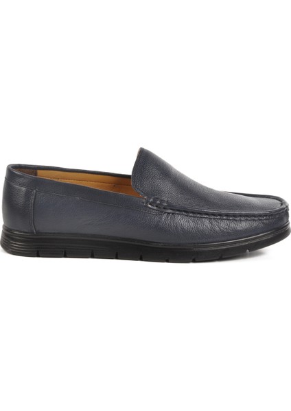 Lacivert Hakiki Deri Jel Taban Anatomik Erkek Casual Ayakkabı