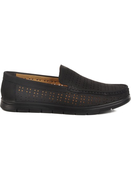 Siyah Nubuk Hakiki Deri Jel Taban Anatomik Erkek Casual Ayakkabı