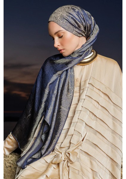 Vera Desen Shine Line Şal Lacivert-Bej