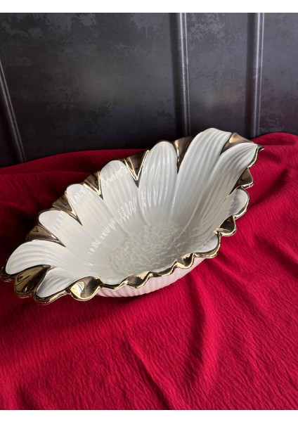 Flora Gold Oval Servis Sunum Tabak 37CM