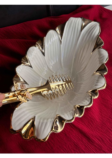 Flora Gold Oval Servis Sunum Tabak 37CM indirimleri