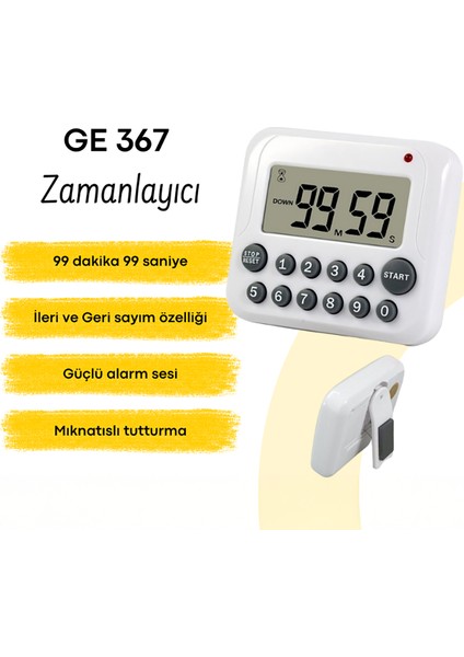 Hızlı Dijital Zamanlayıcı, Ileri Geri Sayım Timer | Ge 367 fiyatları