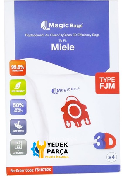 Miele Uyumlu Complete C3 Power Parquet Süpürge Toz Torbası 4 Adet fiyatları