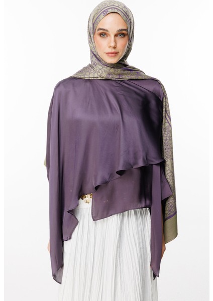 Lavin Desen Çift Taraflı Şal Zeytin-Mor fiyatları