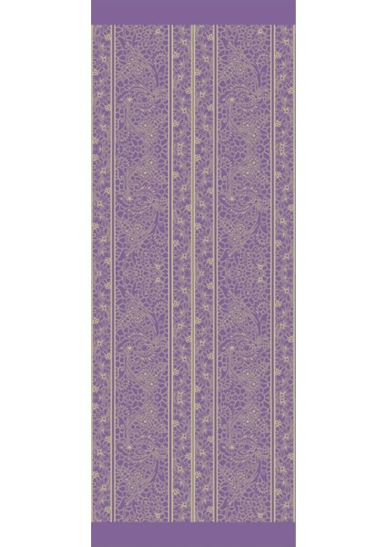 Lavin Desen Çift Taraflı Şal Zeytin-Mor