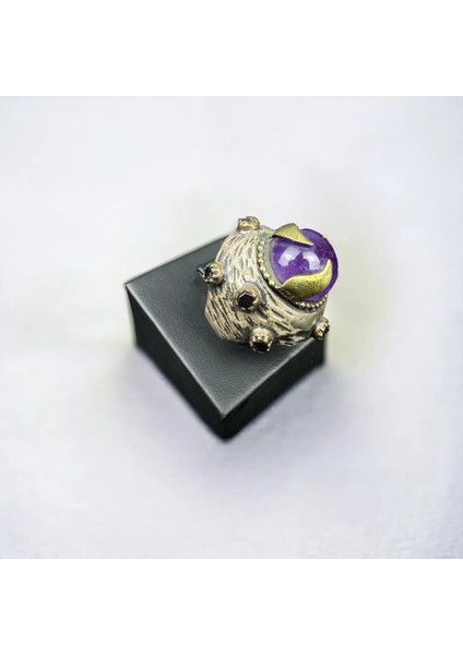 Ametist ve Lal (Garenet) Taşından Oluşan Gümüş Yüzük fırsatları